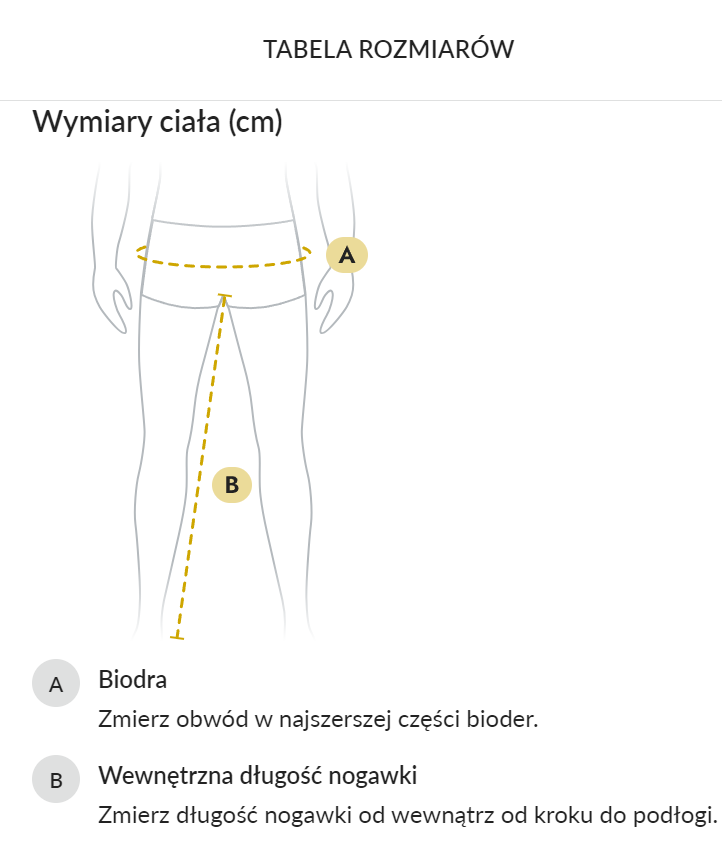 tabela rozmiarów spodni męskich