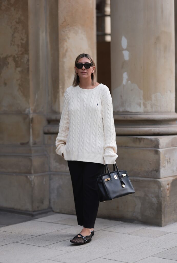 sweter ralph lauren w stylizacji do biura