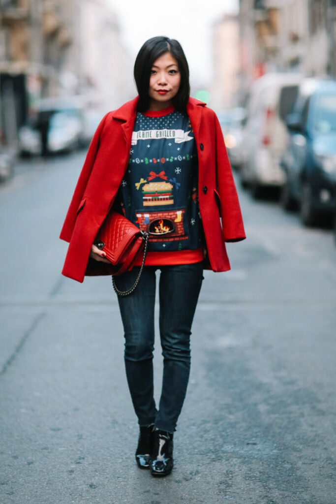 swiateczny sweter, jak sie ubrac na wigilie firmowa